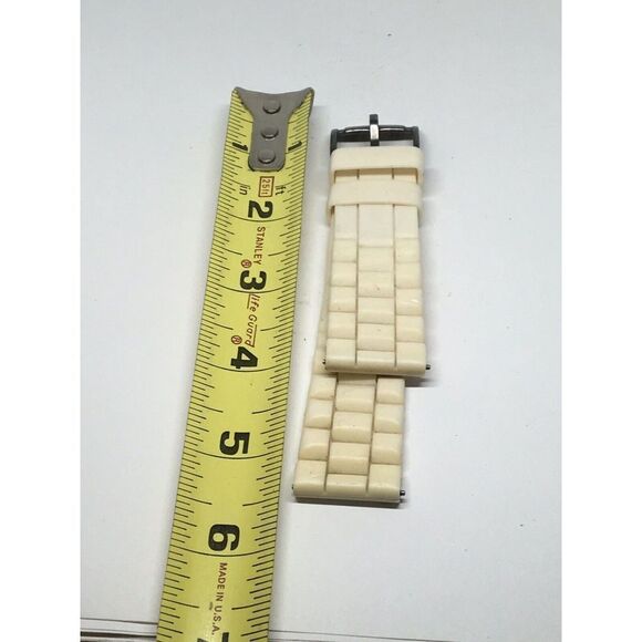 Authentic Fossil Watch Full Band Rubber White Use Parts 2 Piece Strap 18mm A698 - Picture 7 of 8